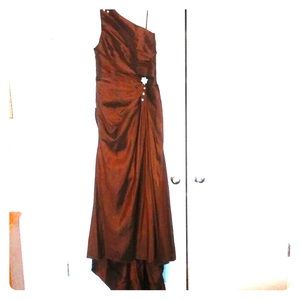 One shoulder bridesmaid dress- brown- size 12